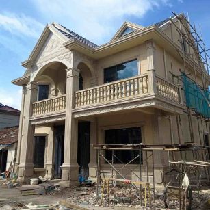 兰州 黄金麻花岗岩石材私人别墅雕花门楼柱阳台栏杆