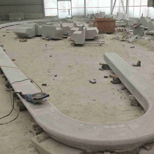 兰州 芝麻白花岗岩弧形花坛石，坐凳石