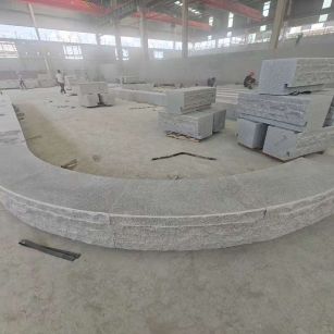 兰州 芝麻白异形坐凳，自然面光面弧形加工