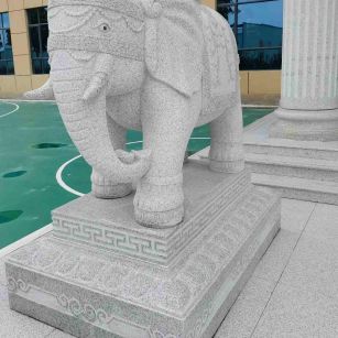 兰州 白麻花岗岩动物异形石雕-大象