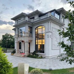 兰州 白麻花岗岩私人别墅干挂石材豪华定制