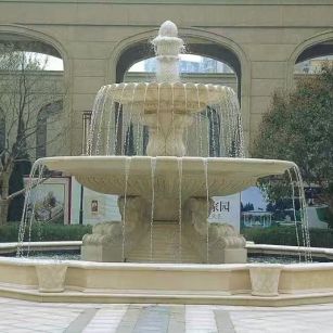 兰州 黄金麻花岗岩异型加工——户外庭院石雕流水喷泉