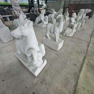 兰州 芝麻白花岗岩造型立体雕刻——十二生肖
