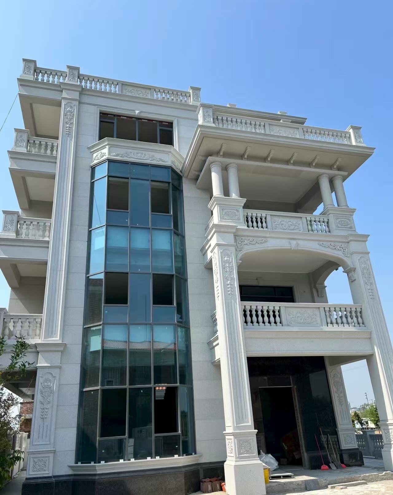 兰州 白麻花岗岩别墅外墙干挂效果展示