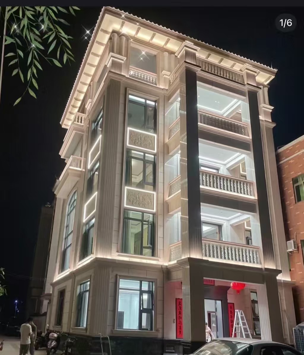 兰州 芝麻白花岗岩别墅外墙夜间效果