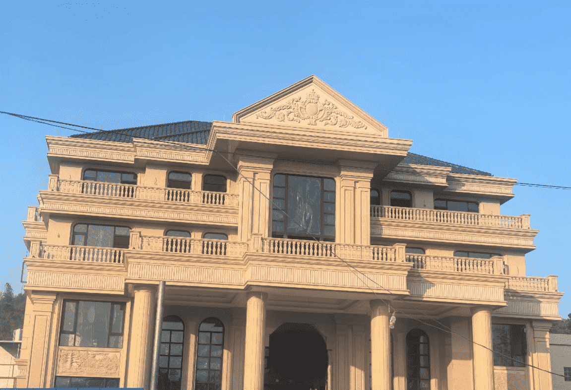 兰州黄金麻别墅外墙干挂石材效果示例